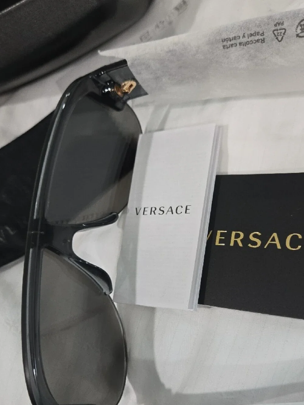 Authentic Versace Shield Sunglasses in Silver with Gold Rivet Accents STYLE:4391